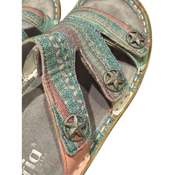 Alegria Venice Sandals Womens Size 9 Strappy Star Button Slide Mules Comfort - Picture 3 of 9